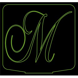 LED Φωτιστικό Χαραγμένο Plexiglass Με Σχέδιο Αρχικό Γράμμα -Μ- Με Διακόπτη ON/OFF Plexi