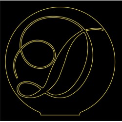 LED Φωτιστικό Χαραγμένο Plexiglass Με Σχέδιο Αρχικό Γράμμα -D- Με Διακόπτη ON/OFF Plexi