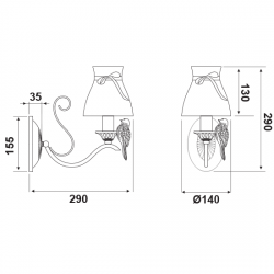Μεταλλική Απλίκα Με Υφασμάτινο Καπέλο Σε Λευκό Με Χρυσό Χρώμα 1xE14 ACA