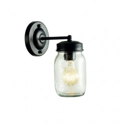 Vintage Απλίκα Μαύρη Σε Σχήμα Βάζου Από Μέταλλο Και Γυαλί E27 ACA