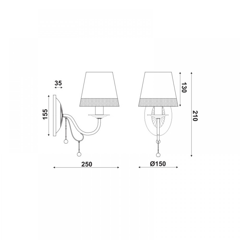 Μεταλλική Απλίκα Με Υφασμάτινο Καπέλο Και Διακοσμητικά Κρύσταλλα E14 ACA