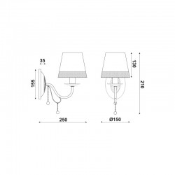 Μεταλλική Απλίκα Με Υφασμάτινο Καπέλο Και Διακοσμητικά Κρύσταλλα 2xE14 ACA