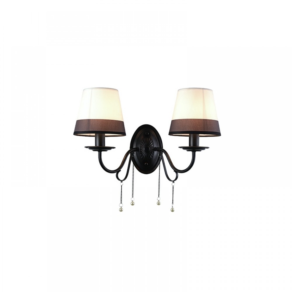 Μεταλλική Απλίκα Με Υφασμάτινο Καπέλο Και Διακοσμητικά Κρύσταλλα 2xE14 ACA