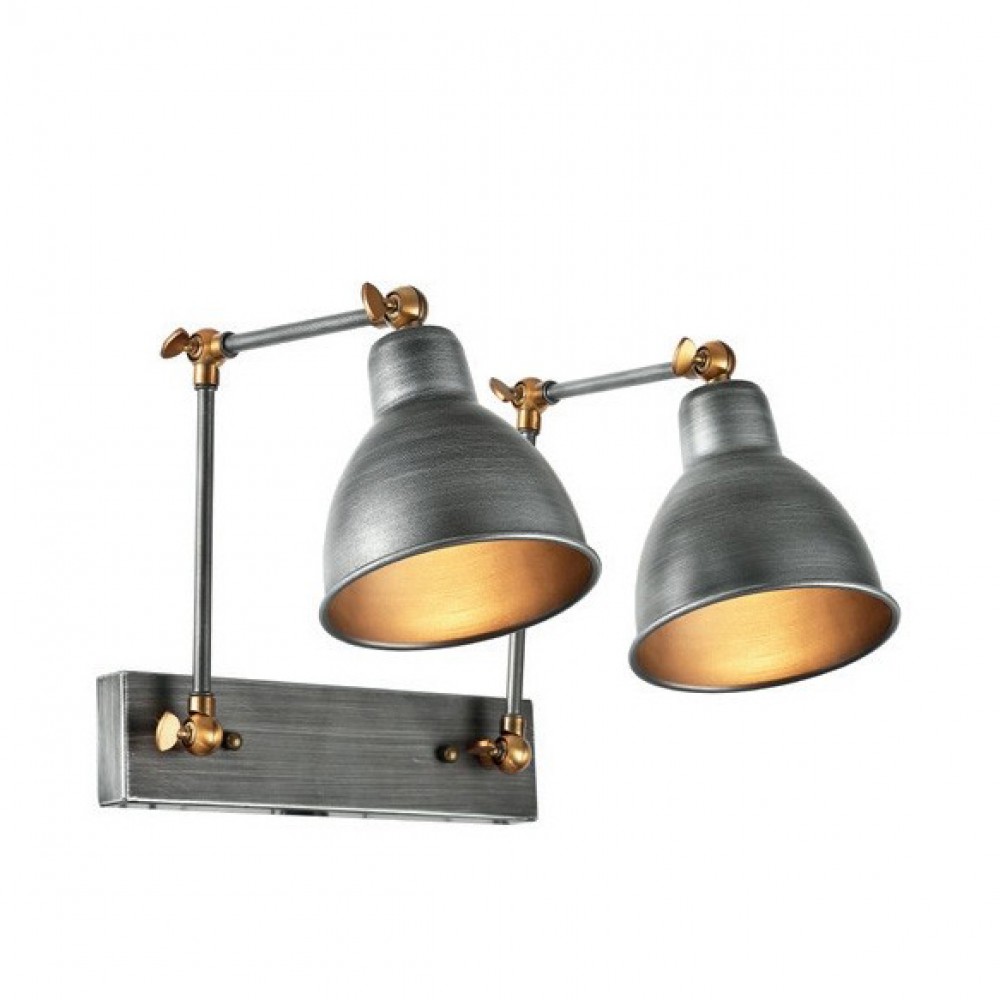 Φωτιστικό Τοίχου Μεταλλικό Με Βραχίονα Σε Σκουριά - Ορείχαλκο Χρώμα 2xE27 ACA