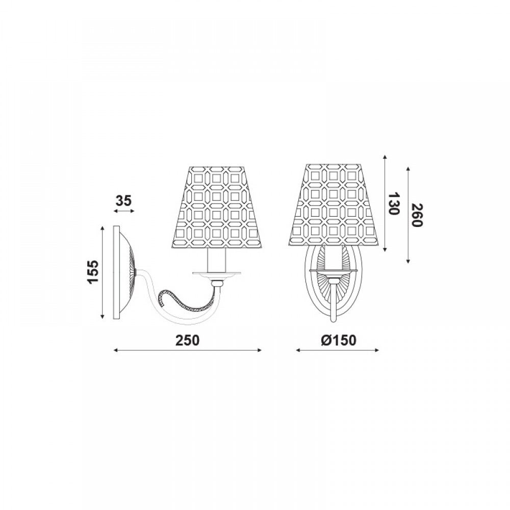 Μεταλλική Απλίκα Σε Μαύρο Με Χάλκινο Χρώμα 1xE14 ACA