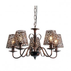 Μεταλλικό Φωτιστικό Με Διάτρητα Καπέλα Μαύρο-Χάλκινο Ø55 5xΕ14 ACA