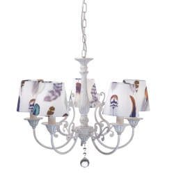 Μεταλλικό Φωτιστικό Λευκό Με Υφασμάτινα Καπέλα Με Σχέδια 5xΕ14 ACA