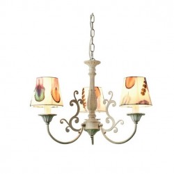 Μεταλλικό Φωτιστικό Λευκό Με Υφασμάτινα Καπέλα Με Σχέδια 3xΕ14 ACA