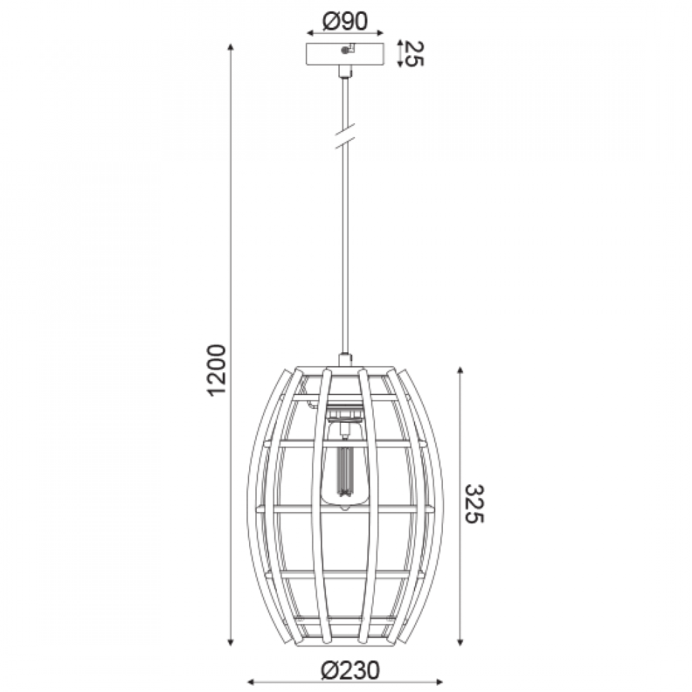 Κρεμαστό Φωτιστικό Από Ξύλο Και Μέταλλο Ø230 1xE27 ACA