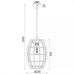 Κρεμαστό Φωτιστικό Από Ξύλο Και Μέταλλο Ø230 1xE27 ACA