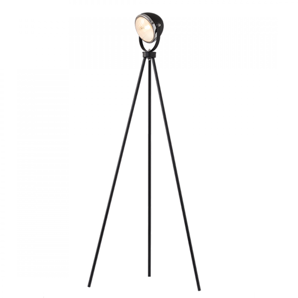 Vintage Φωτιστικό Δαπέδου Μεταλλικό Με Διάφανο Γυαλί Σε Μαύρο Χρώμα 1xE14 ACA