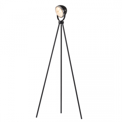 Vintage Φωτιστικό Δαπέδου Μεταλλικό Με Διάφανο Γυαλί Σε Μαύρο Χρώμα 1xE14 ACA