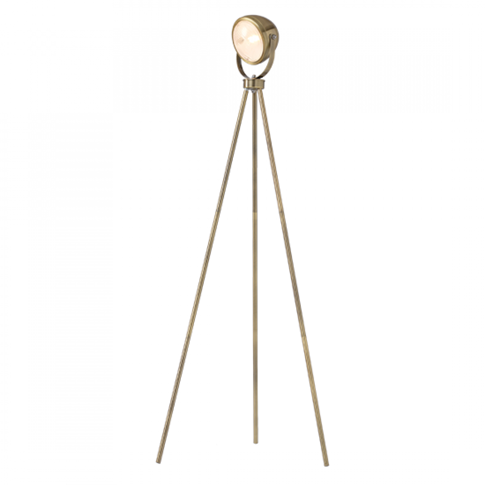 Vintage Φωτιστικό Δαπέδου Μεταλλικό Με Διάφανο Γυαλί Σε Σατινέ Μπρονζέ Χρώμα 1xE14 ACA