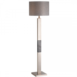 Μεταλλικό Επιδαπέδιο Φωτιστικό Με Μάρμαρο Και Υφασμάτινο Καπέλο Σε Νίκελ Ματ με Γκρι Χρώμα 1xE27 ACA