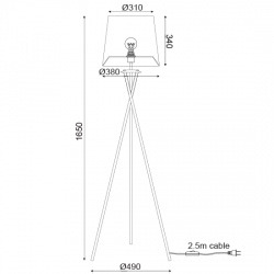 Μεταλλικό Επιδαπέδιο Φωτιστικό Με Καπέλο Από Σπάγγο Σε Καφέ Χρώμα 1xE27 ACA