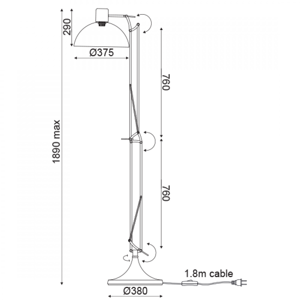 Μεταλλικό Φωτιστικό Δαπέδου E27 380mm Σε Μπρονζέ Χρώμα ΑCA