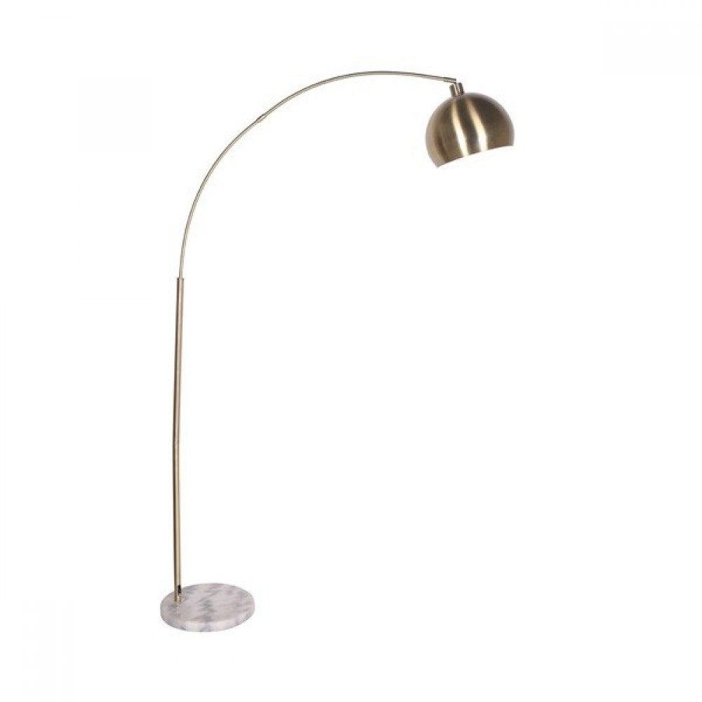 Μεταλλικό Φωτιστικό Δαπέδου Με Μάρμαρο E27 Σε Λευκό-Ορείχαλκο Χρώμα ΑCA