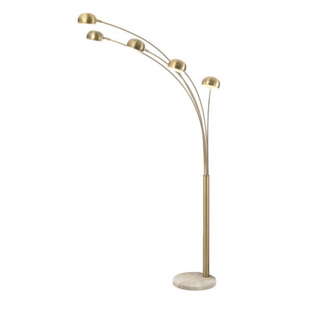 Μεταλλικό Φωτιστικό Δαπέδου Με Μάρμαρο 5xE27 153mm Σε Μπρονζέ-Λευκό Χρώμα ΑCA