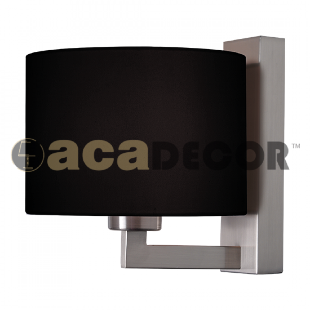 Μεταλλική Απλίκα Νίκελ Ματ Με Υφασμάτινο Καπέλο Σε Μαύρο Χρώμα E27 ACA