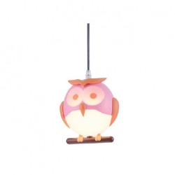 Παιδικό Φωτιστικό Με Ροζ Κουκουβάγια 1xE14 Aca