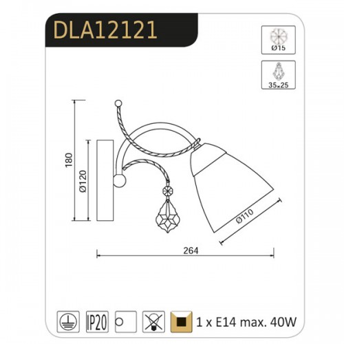 Απλίκα Λευκό Πατίνα Με Χρυσές Λεπτομέρειες & Κρύσταλλα 