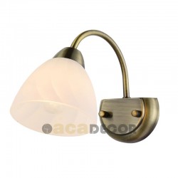 Φωτιστικό Απλίκα Με Λευκό Γυαλί Αμμοβολής Σε Μπρονζέ Χρώμα & Ντουί 1xΕ14 Aca