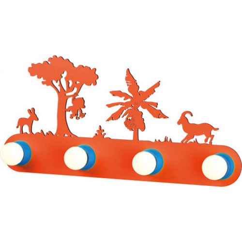 Παιδικό Φωτιστικό Τοίχου Πορτοκαλί Ζούγκλα 4xE27 Aca