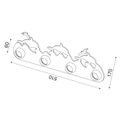 Παιδικό Φωτιστικό Τοίχου Μπλε Θάλασσα 4xE27 Aca
