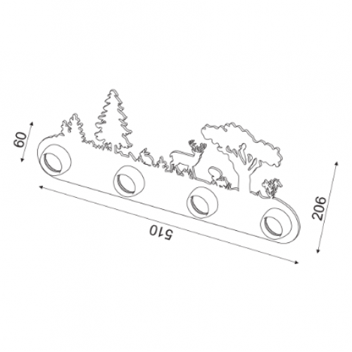 Παιδικό Φωτιστικό Τοίχου Πράσινο Δάσος 4xE27 Aca