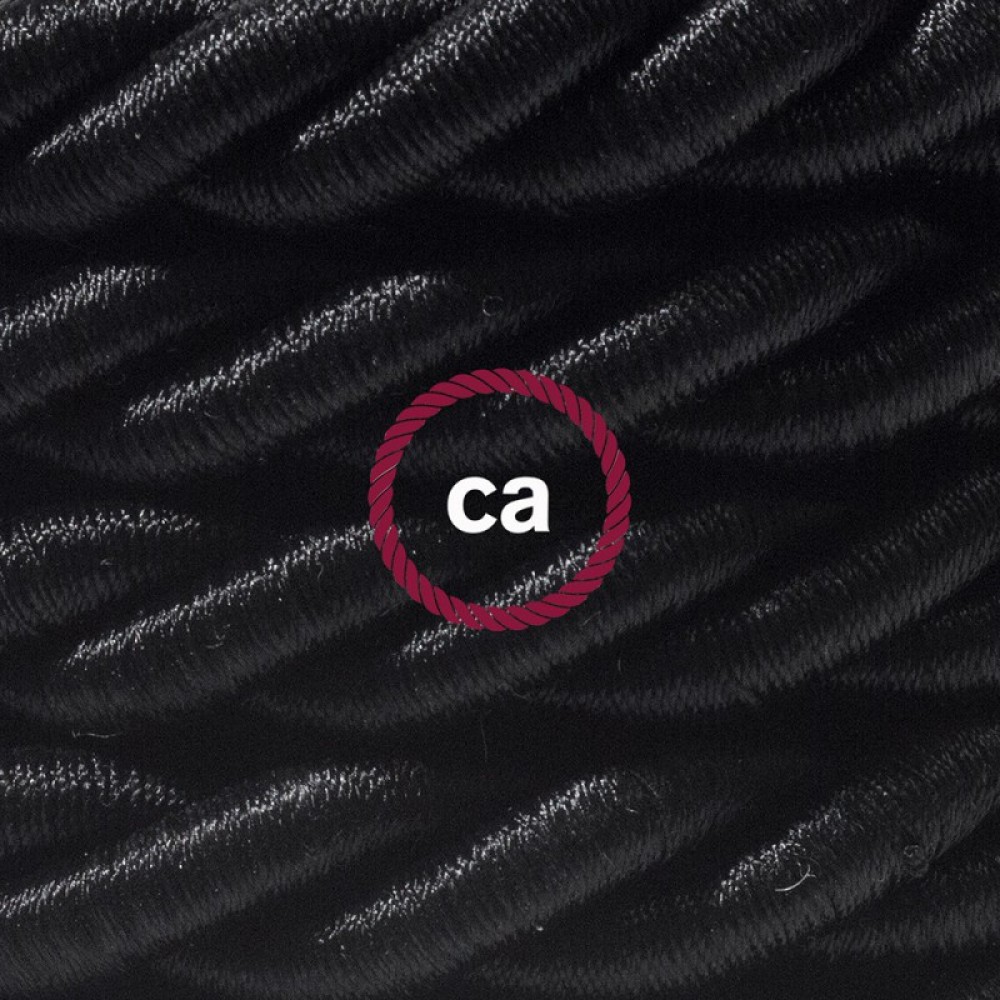 Καλώδιο Σχοινί Τριχιά XL, Καλώδιο 3x0,75 Καλυμμένο Με Ύφασμα Και Γυαλιστερό Μαύρο Βαμβάκι Ø16mm Creative Cables