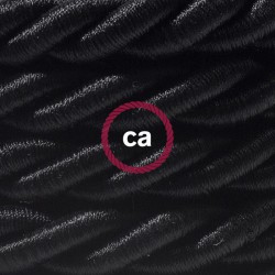 Καλώδιο Σχοινί Τριχιά XL, Καλώδιο 3x0,75 Καλυμμένο Με Ύφασμα Και Γυαλιστερό Μαύρο Βαμβάκι Ø16mm Creative Cables