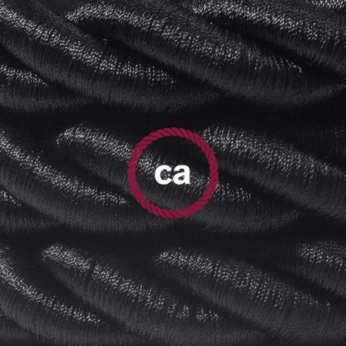 Καλώδιο Σχοινί Τριχιά 2XL, Καλώδιο 3x0,75 Καλυμμένο Με Ύφασμα Και Γυαλιστερό Μαύρο Βαμβάκι Ø24mm Creative Cables