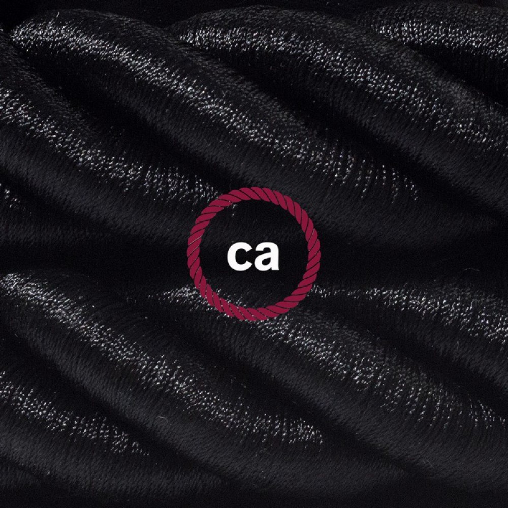 Καλώδιο Σχοινί Τριχιά 3XL, Καλώδιο 3x0,75 Καλυμμένο Με Ύφασμα Και Γυαλιστερό Μαύρο Βαμβάκι Ø30mm Creative Cables