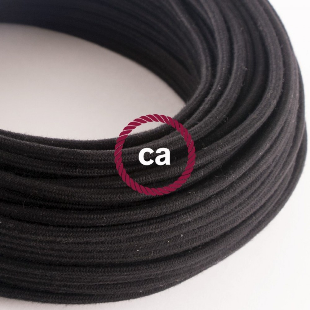 Στρόγγυλο Υφασμάτινο Καλώδιο καλυμμένο από Μαύρο βαμβάκι RC04 Creative Cables