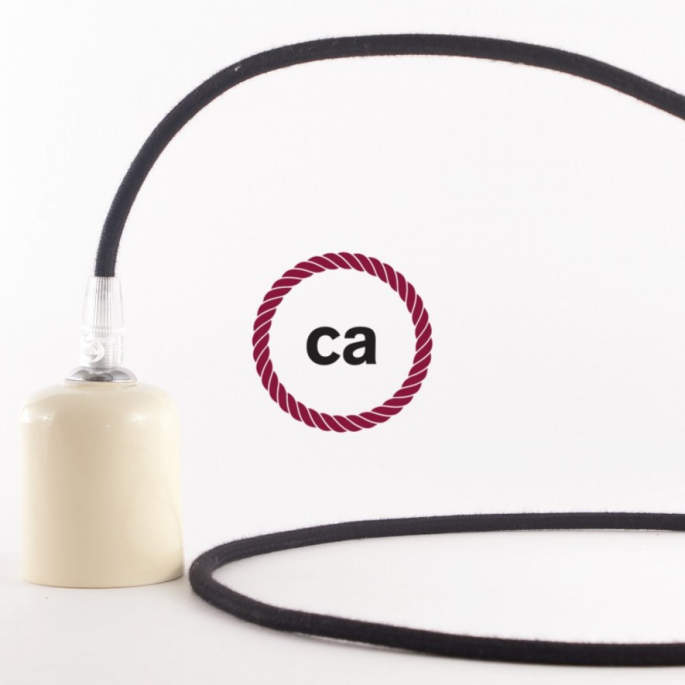 Στρόγγυλο Υφασμάτινο Καλώδιο καλυμμένο από Μαύρο βαμβάκι RC04 Creative Cables