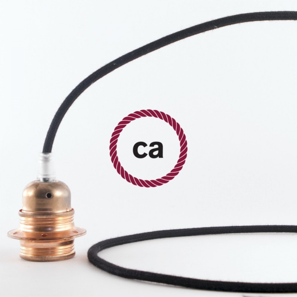 Στρόγγυλο Υφασμάτινο Καλώδιο καλυμμένο από Μαύρο βαμβάκι RC04 Creative Cables