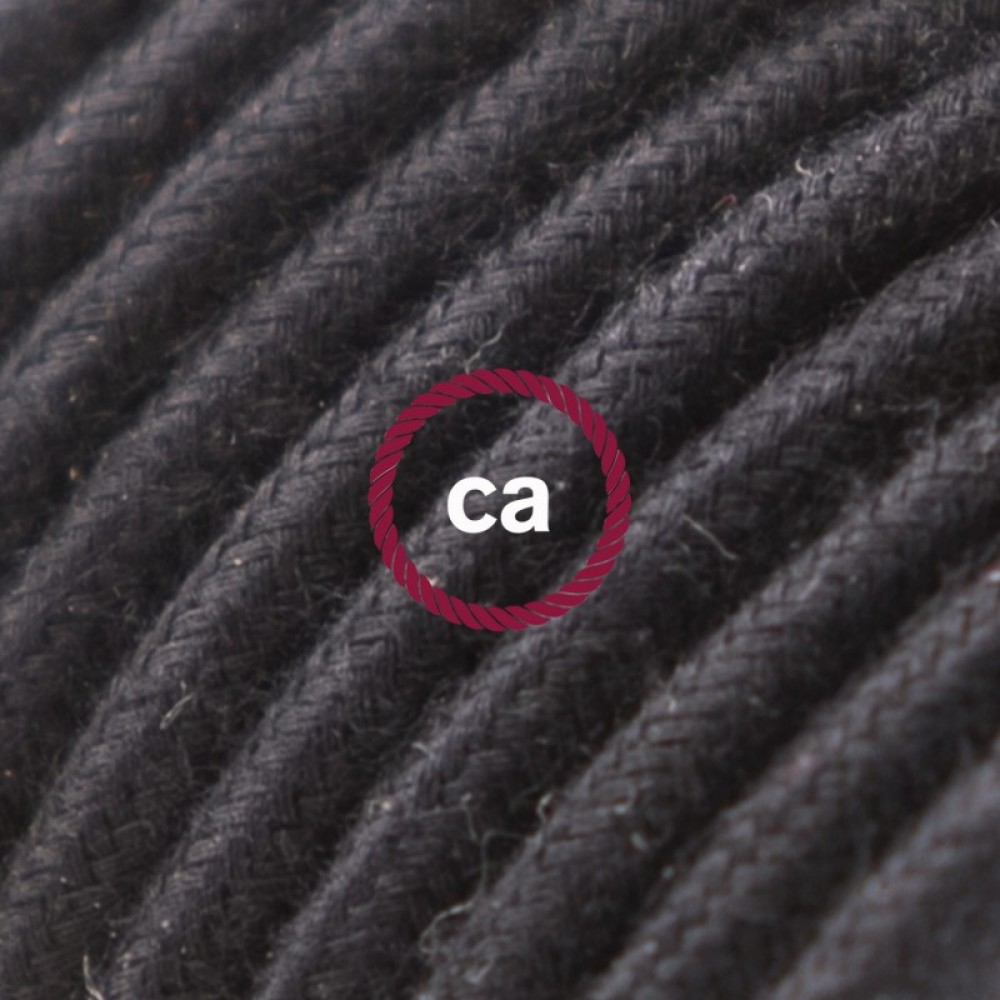 Στρόγγυλο Υφασμάτινο Καλώδιο καλυμμένο από Μαύρο βαμβάκι RC04 Creative Cables