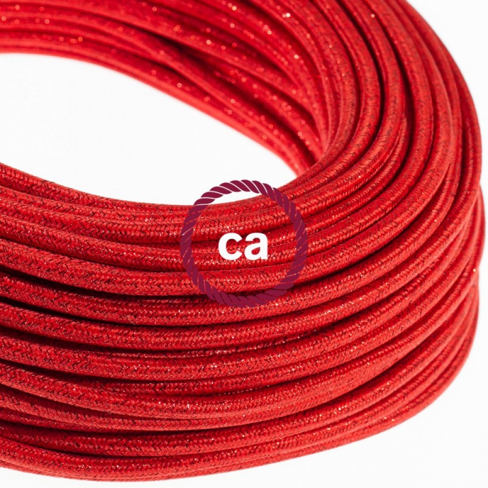 Στρόγγυλο Υφασμάτινο Καλώδιο Κόκκινο Γυαλιστερό RL09 Creative Cables
