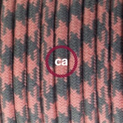 Στρόγγυλο Υφασμάτινο Καλώδιο καλυμμένο από μετάξι - Δίχρωμο Ροζ και Γκρι RP26 Creative Cables