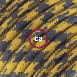 Στρόγγυλο Υφασμάτινο Καλώδιο καλυμμένο από βαμβάκι - Δίχρωμο Κίτρινο Μελί και Ανθρακί RP27 Creative Cables