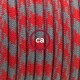 Στρόγγυλο Υφασμάτινο Καλώδιο καλυμμένο από βαμβάκι - Δίχρωμο Κόκκινο και Γκρι RP28 Creative Cables
