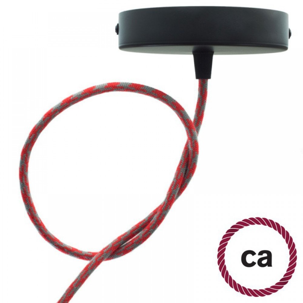 Στρόγγυλο Υφασμάτινο Καλώδιο καλυμμένο από βαμβάκι - Δίχρωμο Κόκκινο και Γκρι RP28 Creative Cables