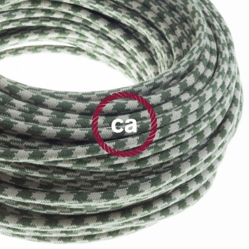 Στρόγγυλο Υφασμάτινο Καλώδιο καλυμμένο από βαμβάκι- Δίχρωμο Λαδί και Κρεμ RP30 Creative Cables