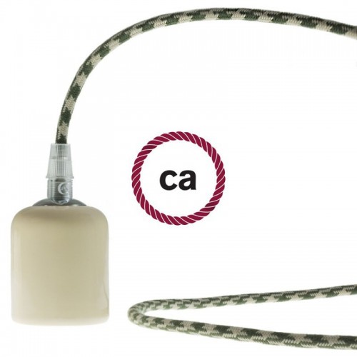 Στρόγγυλο Υφασμάτινο Καλώδιο καλυμμένο από βαμβάκι- Δίχρωμο Λαδί και Κρεμ RP30 Creative Cables