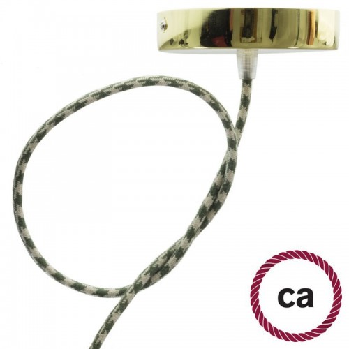 Στρόγγυλο Υφασμάτινο Καλώδιο καλυμμένο από βαμβάκι- Δίχρωμο Λαδί και Κρεμ RP30 Creative Cables