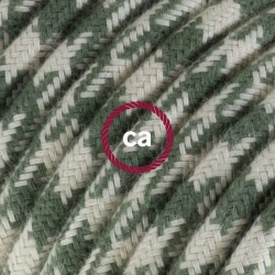 Στρόγγυλο Υφασμάτινο Καλώδιο καλυμμένο από βαμβάκι- Δίχρωμο Λαδί και Κρεμ RP30 Creative Cables