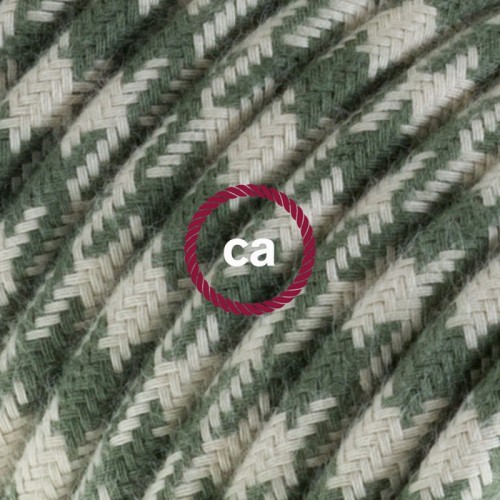 Στρόγγυλο Υφασμάτινο Καλώδιο καλυμμένο από βαμβάκι- Δίχρωμο Λαδί και Κρεμ RP30 Creative Cables