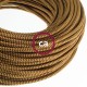 Στρογγυλό Υφασμάτινο Καλώδιο Ψαροκόκκαλο RZ23 - Χρυσό και Μπορντώ Creative Cables