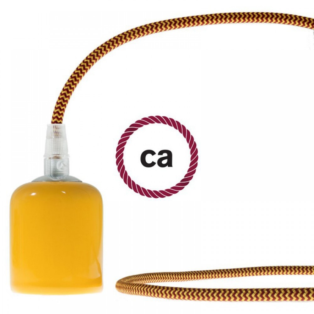 Στρογγυλό Υφασμάτινο Καλώδιο Ψαροκόκκαλο RZ23 - Χρυσό και Μπορντώ Creative Cables