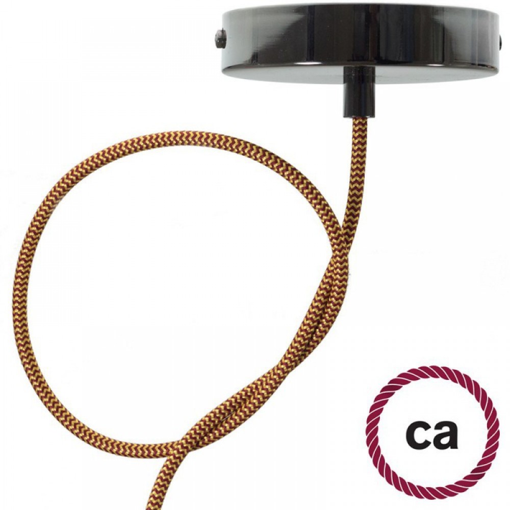 Στρογγυλό Υφασμάτινο Καλώδιο Ψαροκόκκαλο RZ23 - Χρυσό και Μπορντώ Creative Cables